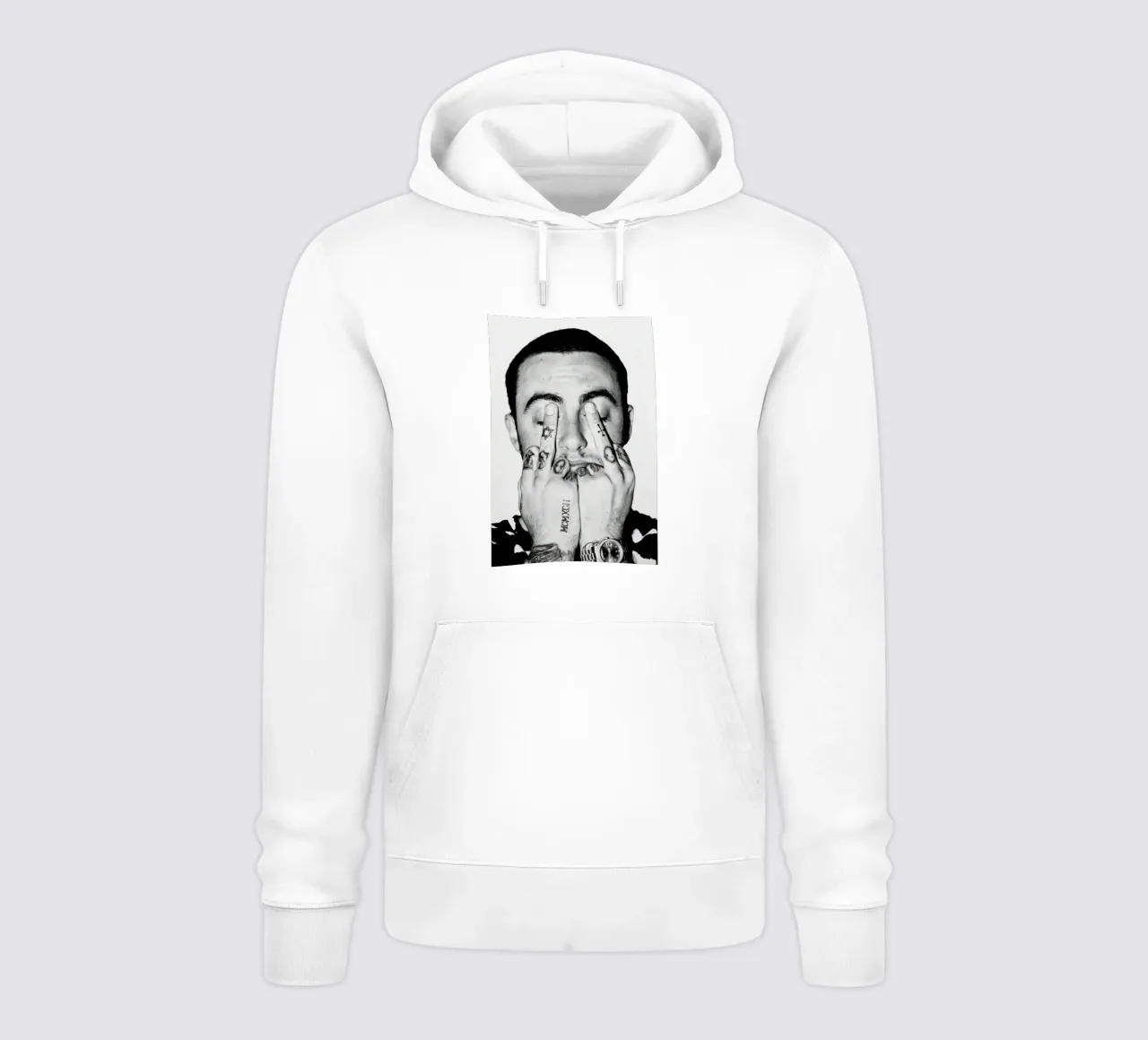 Black And White Middle Finger Mac Miller Poster felpa con cappuccio da rockytamoe