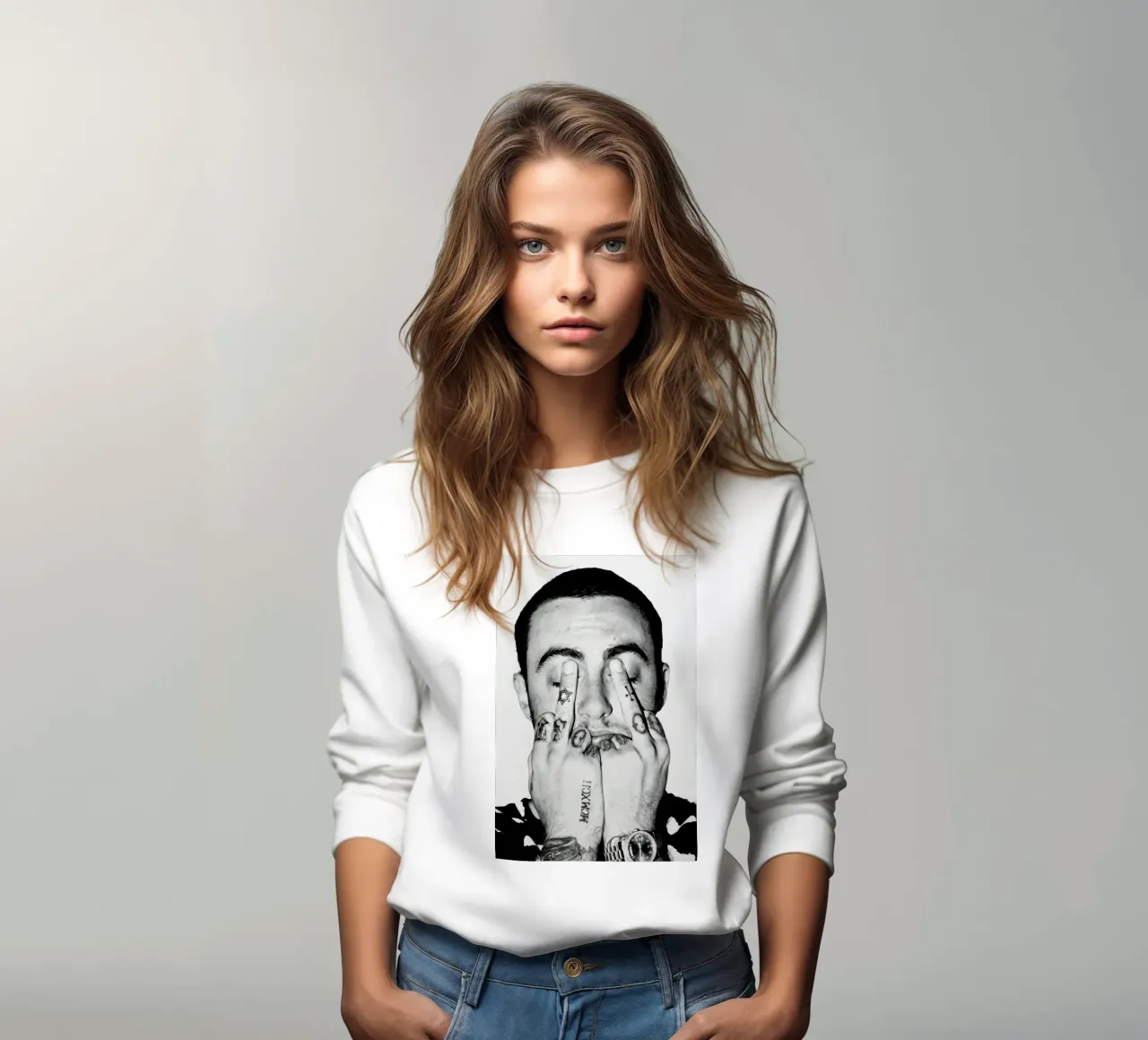 Black And White Middle Finger Mac Miller Poster felpa da rockytamoe