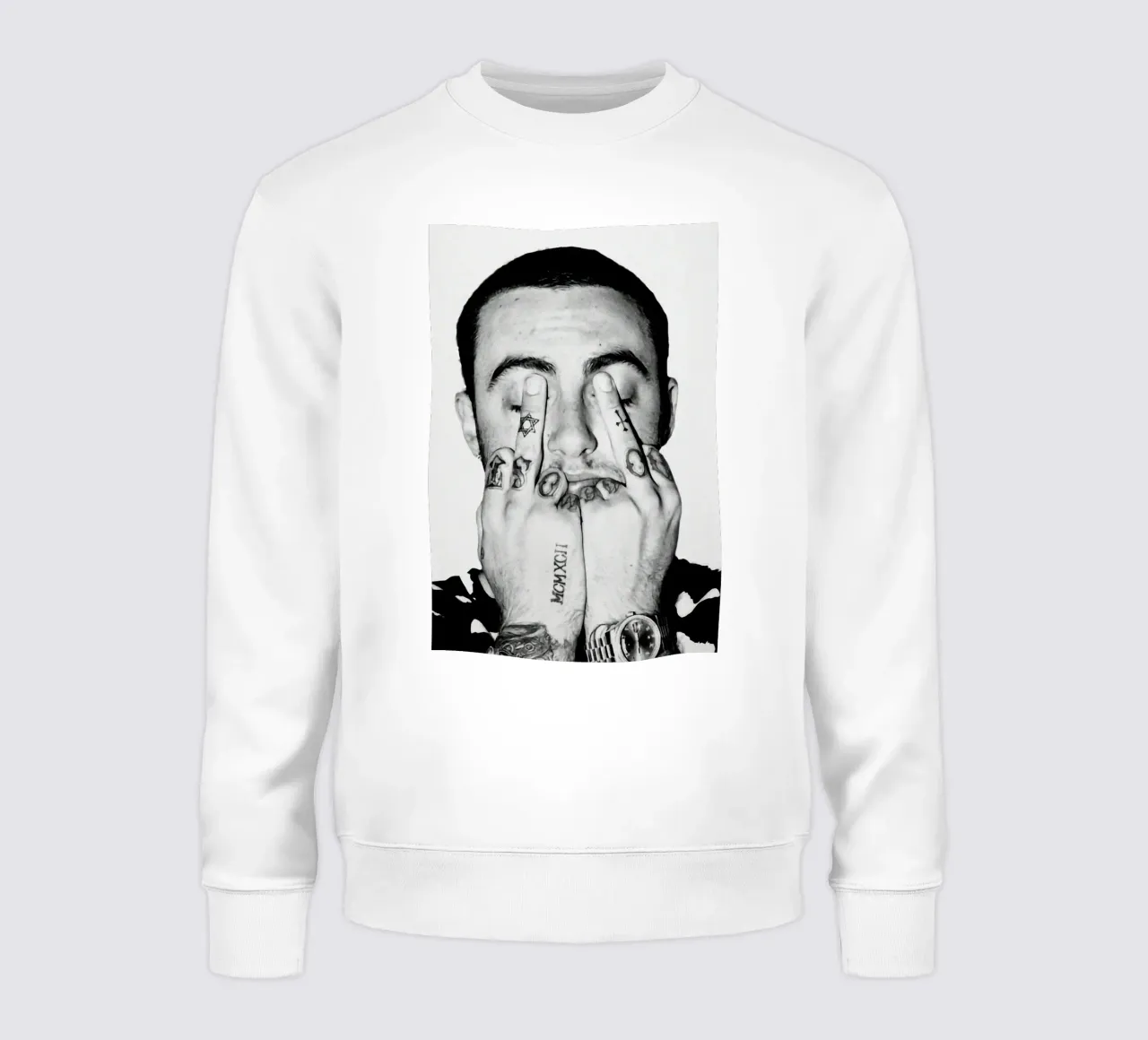 Black And White Middle Finger Mac Miller Poster felpa da rockytamoe