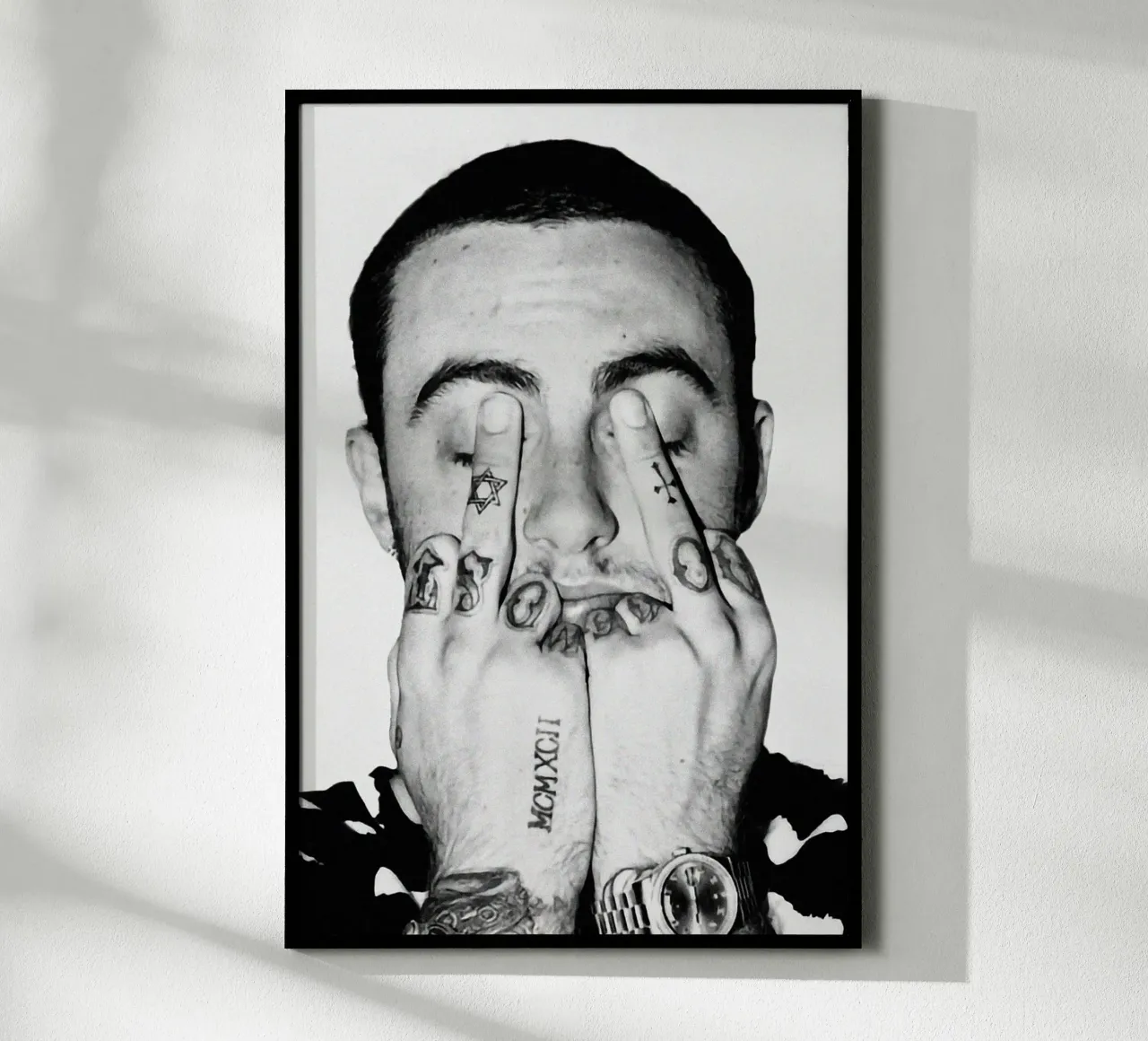 Black And White Middle Finger Mac Miller Poster hahnemühle by rockytamoe