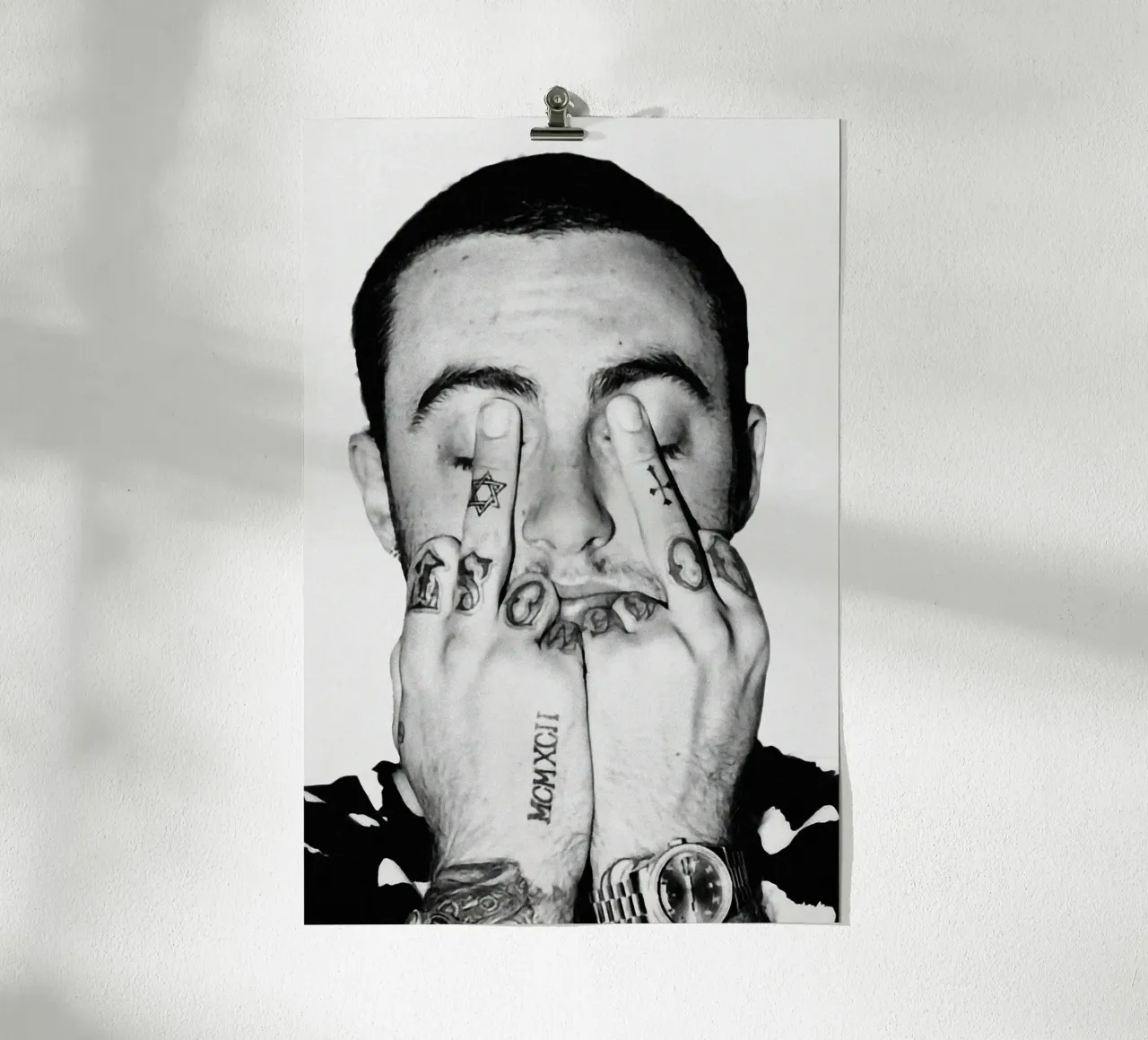 Black And White Middle Finger Mac Miller Poster hahnemühle by rockytamoe