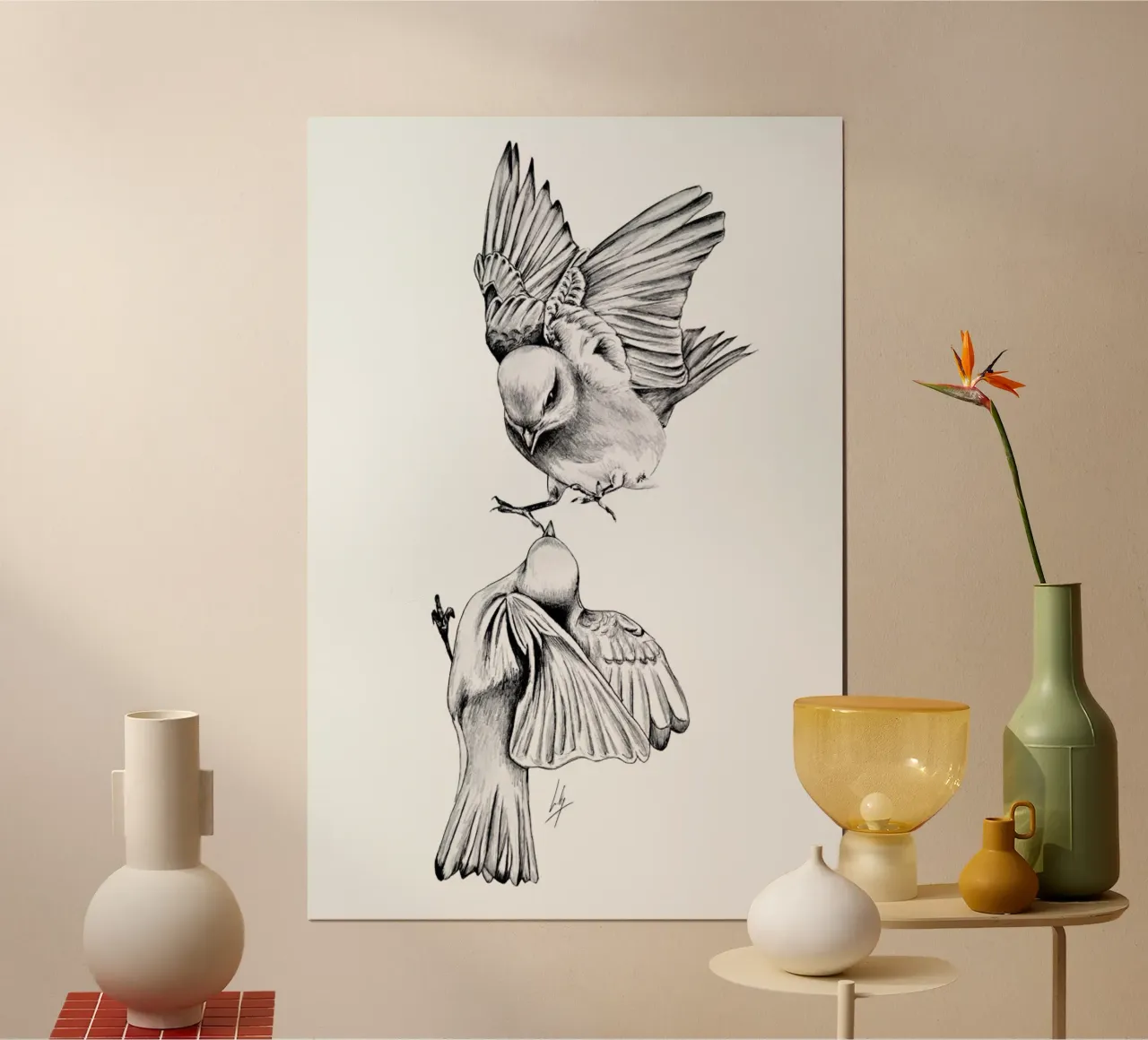 Birds poster con telaio in alluminio da Libby Watkins
