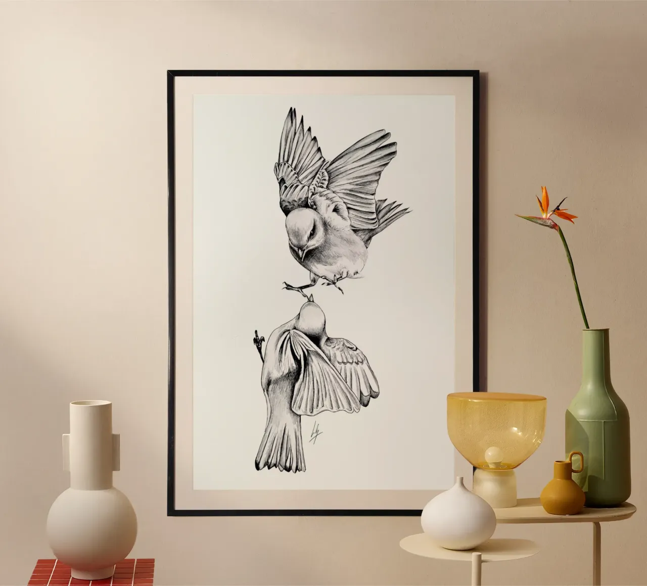 Birds poster con telaio in alluminio da Libby Watkins