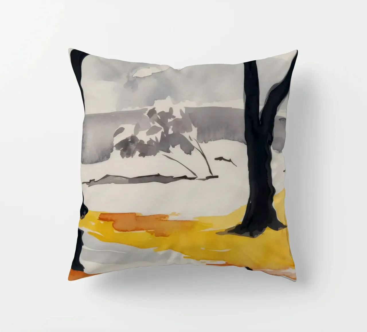 Alberi invernali riflessi cuscino da Silk Palette