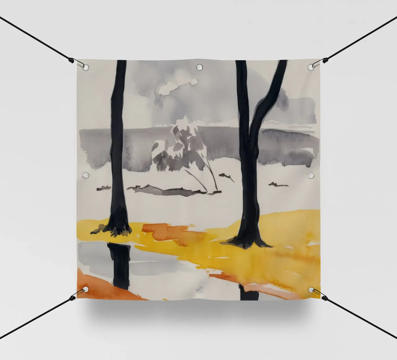 Alberi invernali riflessi telo in pvc da Silk Palette