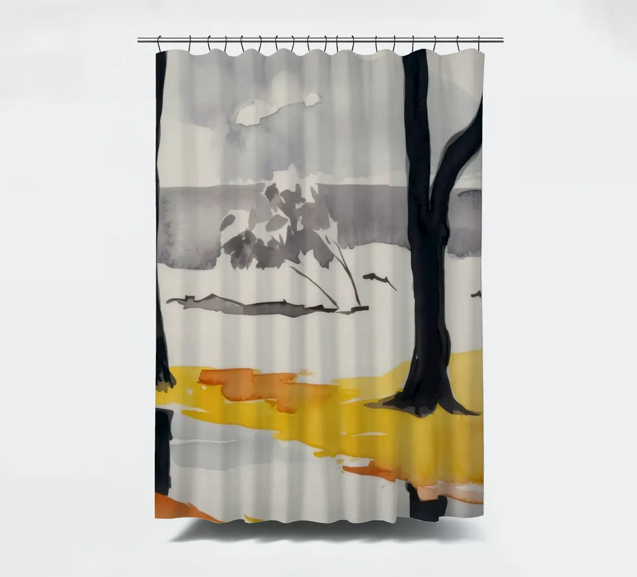 Alberi invernali riflessi tenda da doccia da Silk Palette