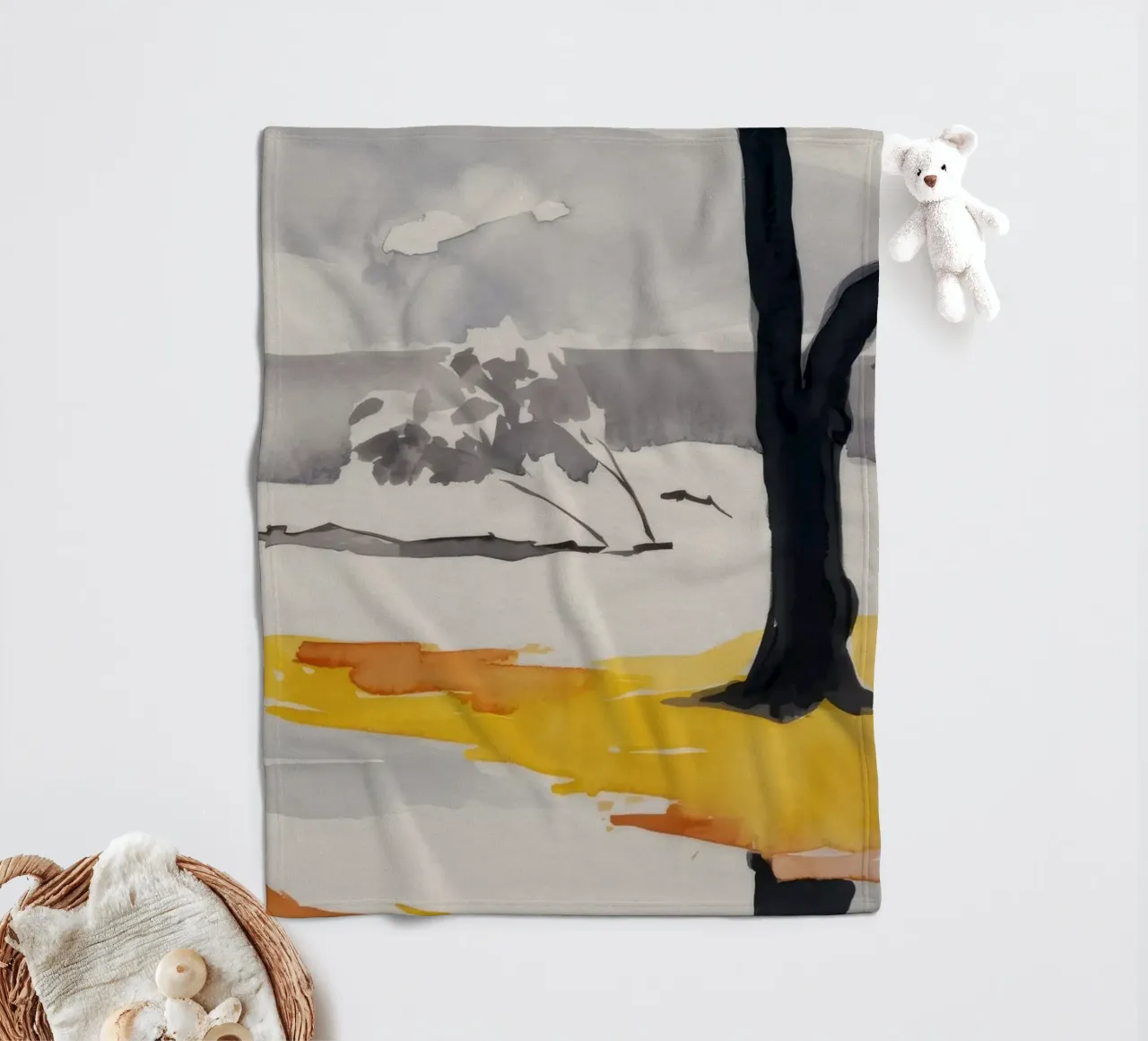Alberi invernali riflessi coperta in pile da Silk Palette