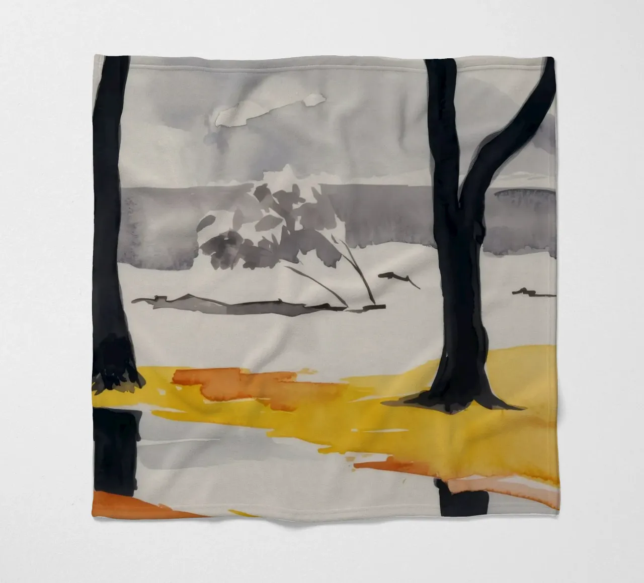 Alberi invernali riflessi coperta in pile da Silk Palette