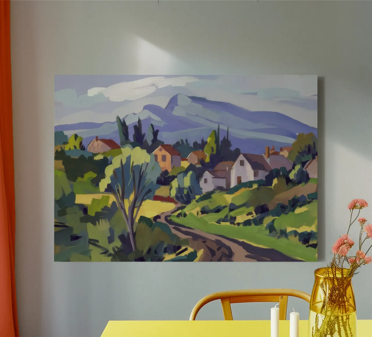 Hilltop Dorp Cluster canvas met Baklijst van Celestial Harmony