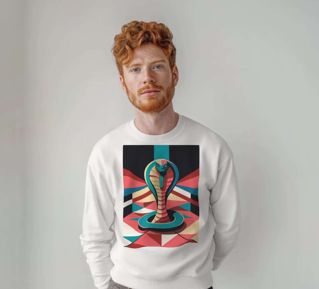 cobra snake vector art drawing sweatshirt by alghonee