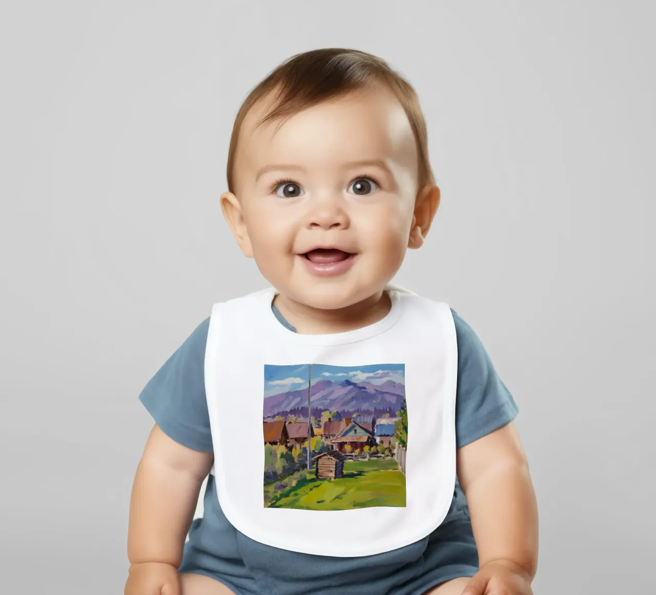 Rustic Mountain Stead baby bib by Celestial Harmony