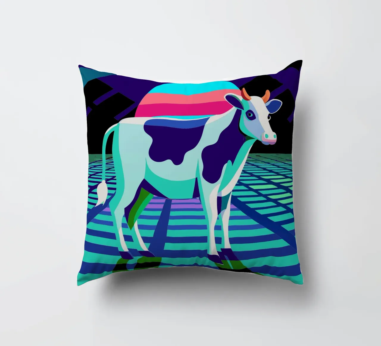 cow vector art drawing decorative cushion by alghonee
