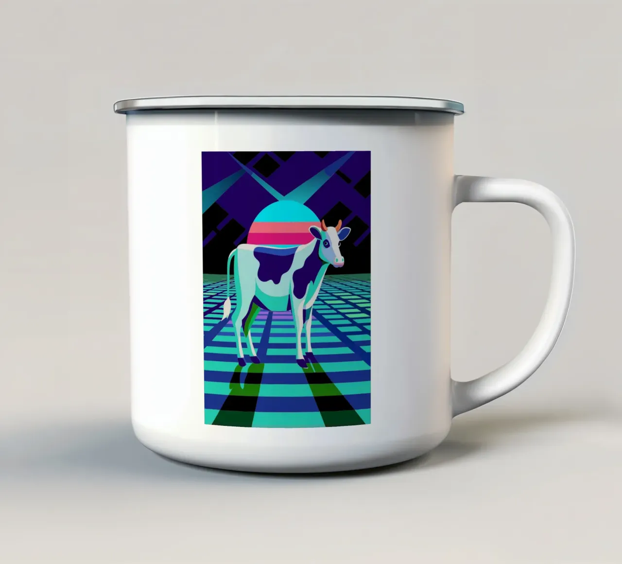 koe vector kunst tekening emaille mok van alghonee