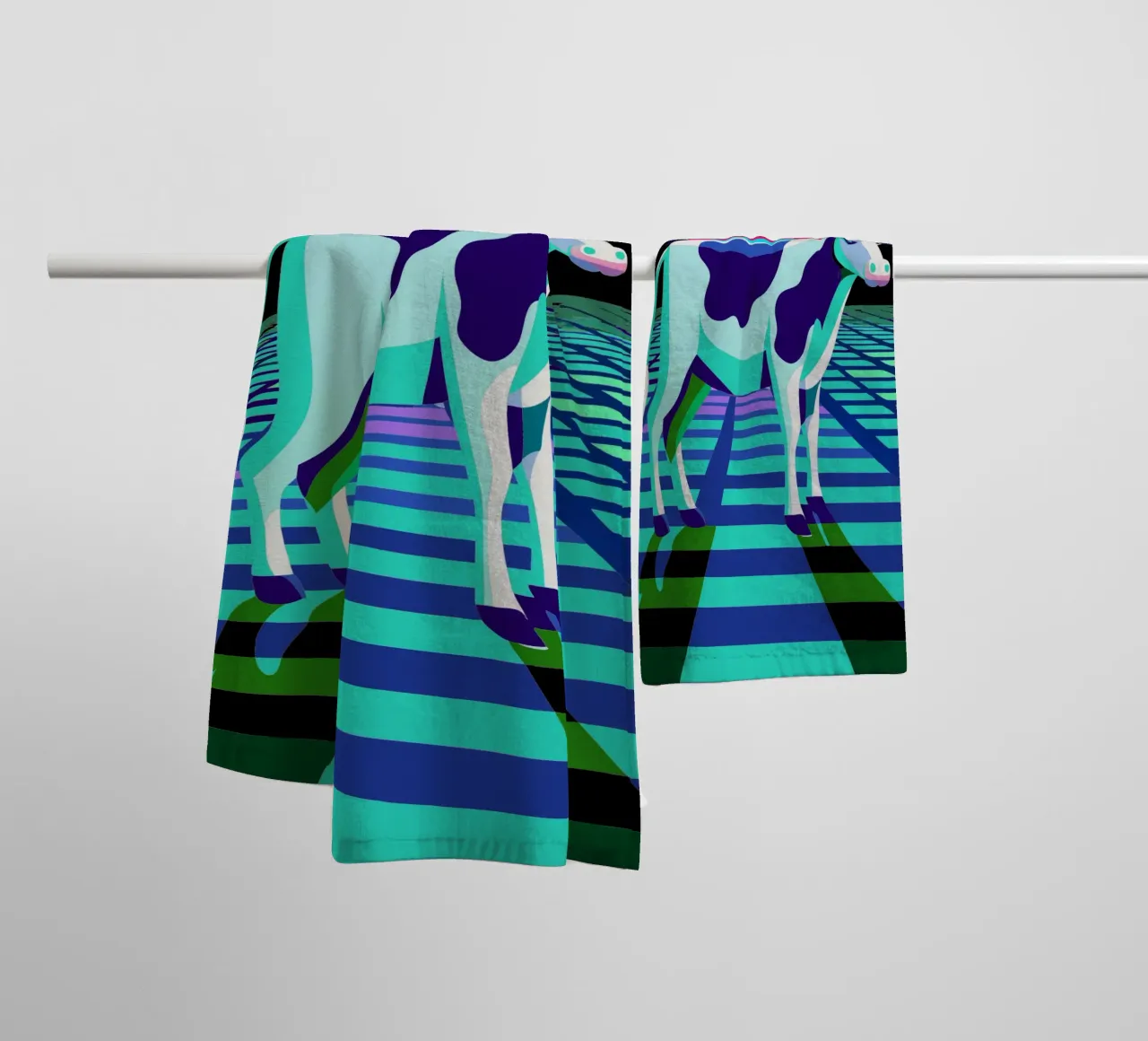 cow vector art drawing towel by alghonee