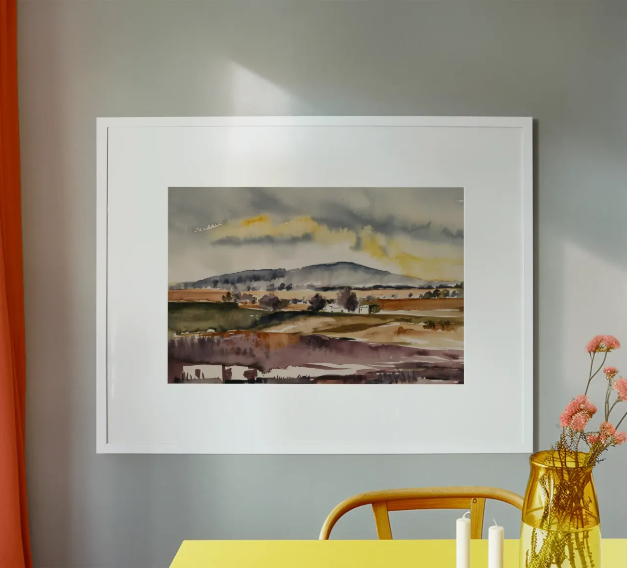 Acquerello della valle nebbiosa poster da Silk Palette
