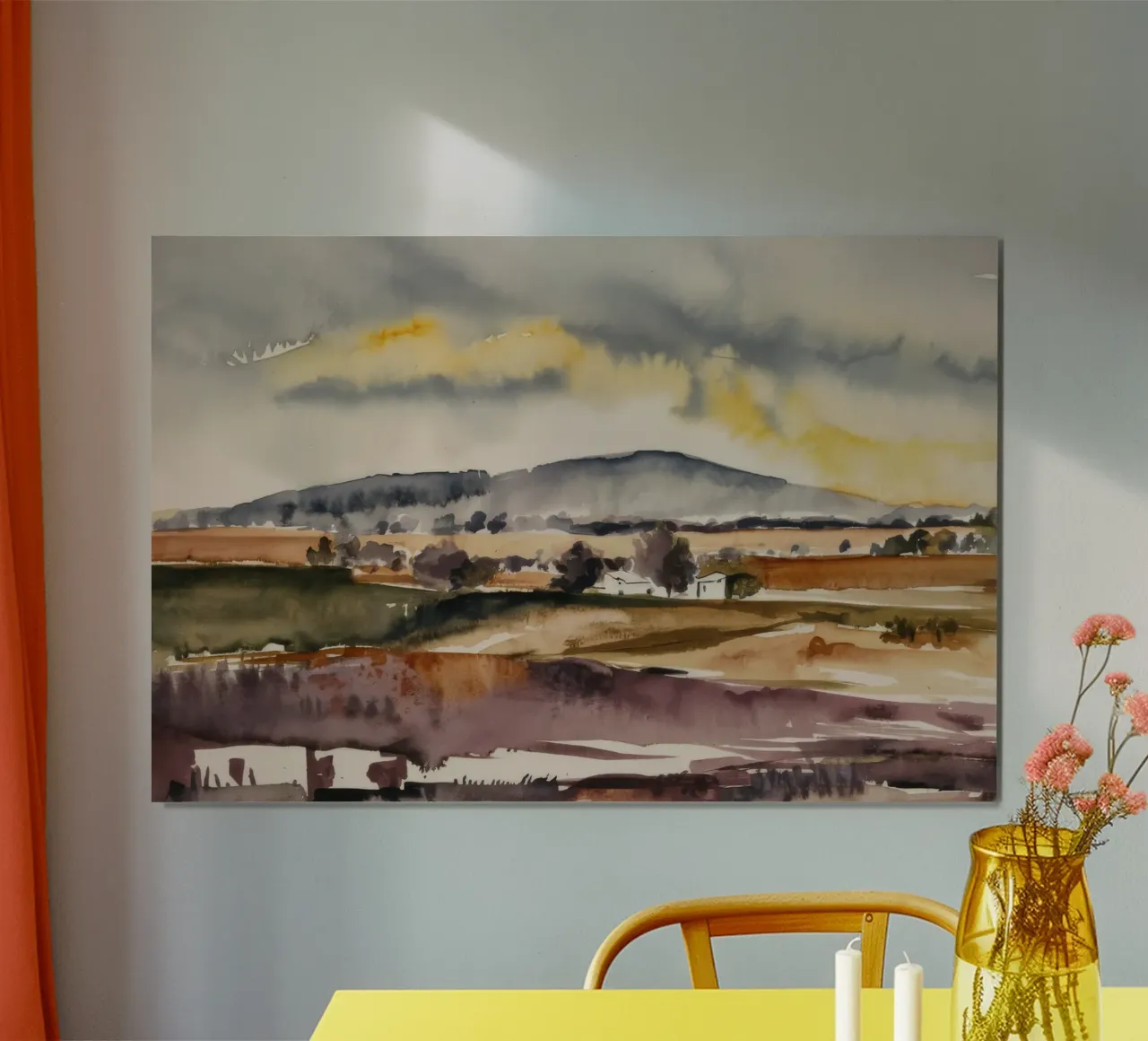 Acquerello della valle nebbiosa poster da Silk Palette