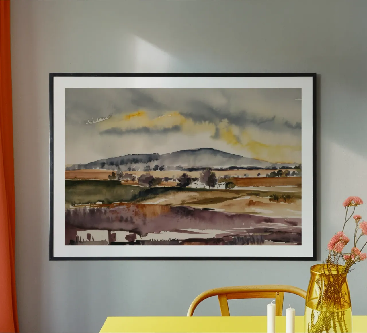 Acquerello della valle nebbiosa poster da Silk Palette