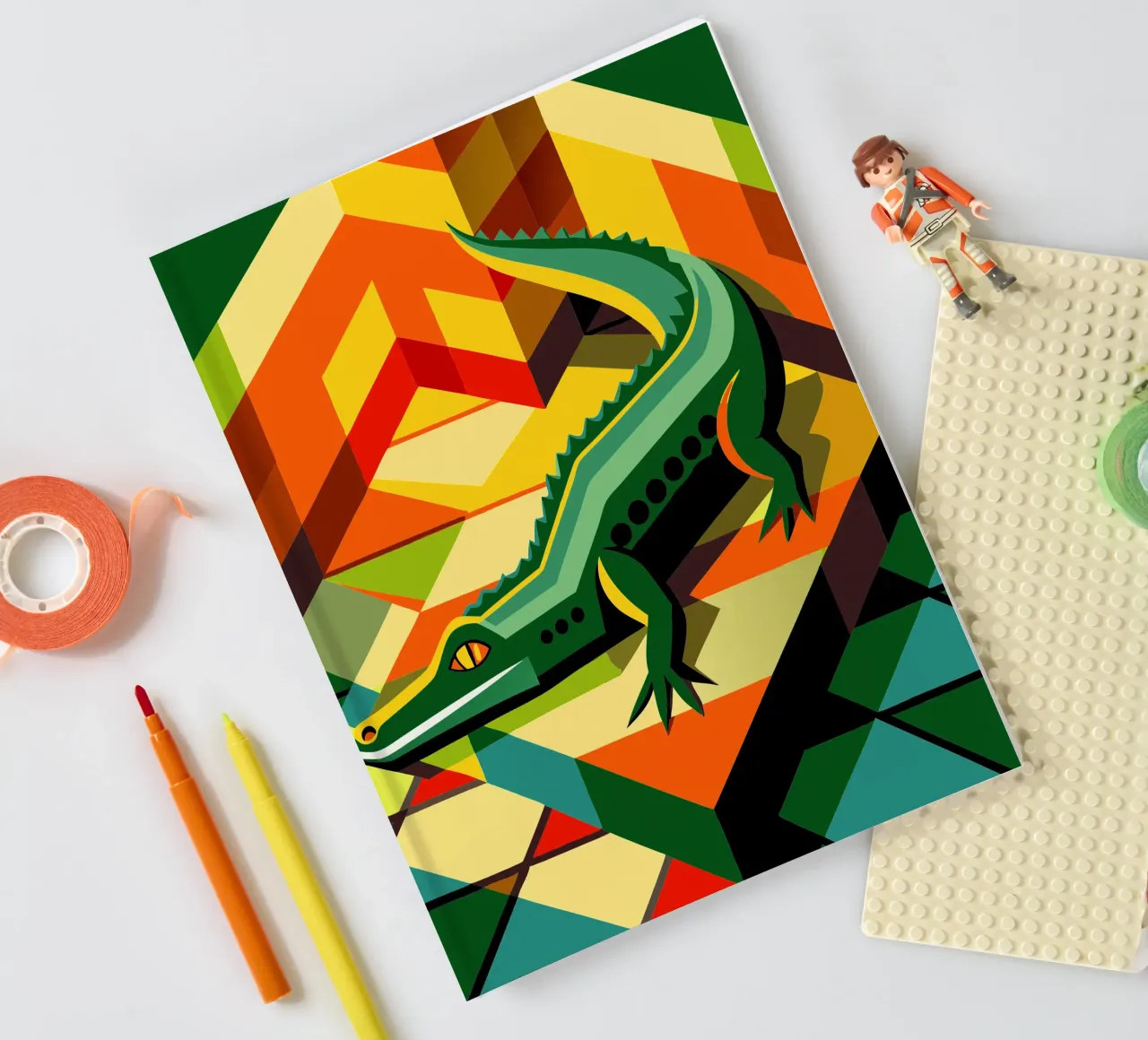 crocodile vector art drawing notebook by alghonee