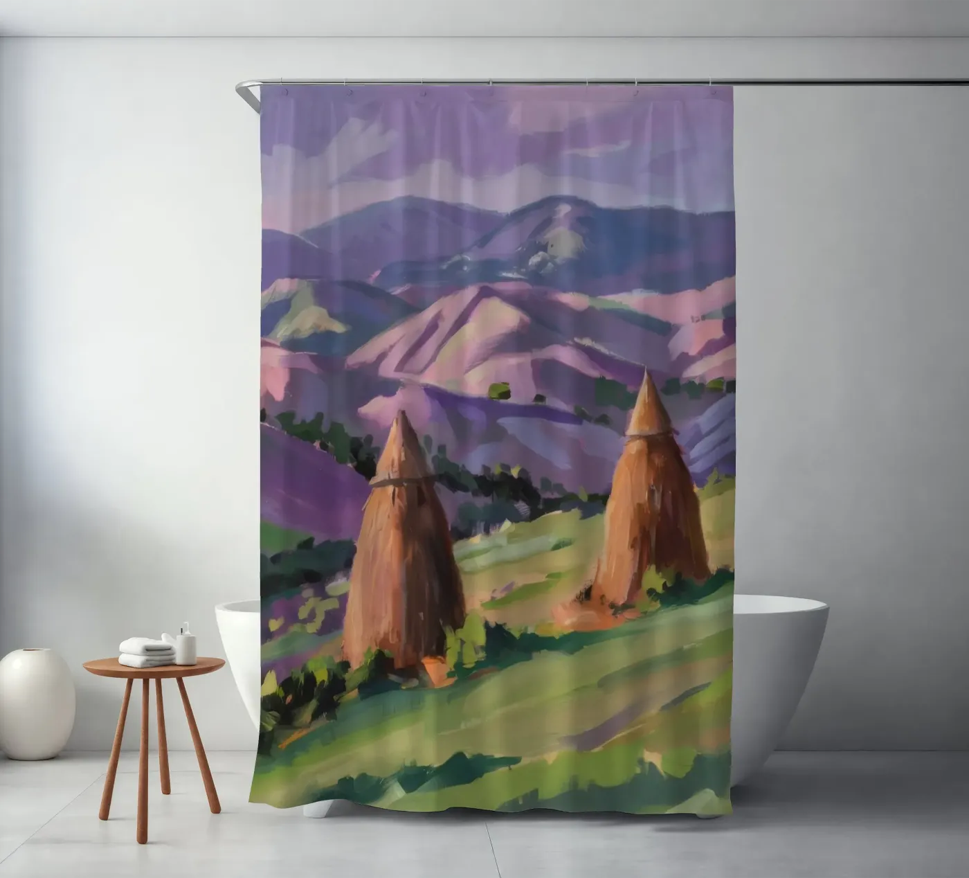 Haystack Hill Harmony Duschvorhang von Celestial Harmony