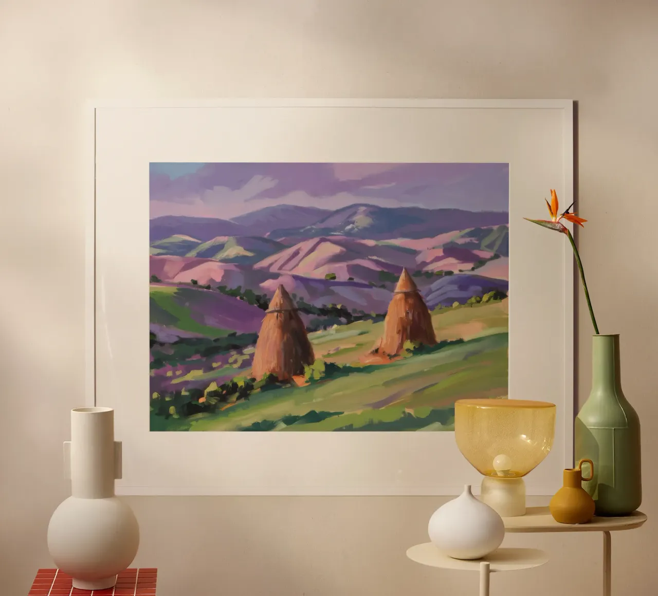 Harmonie de la colline de Haystack poster avec cadre en plastique de Celestial Harmony