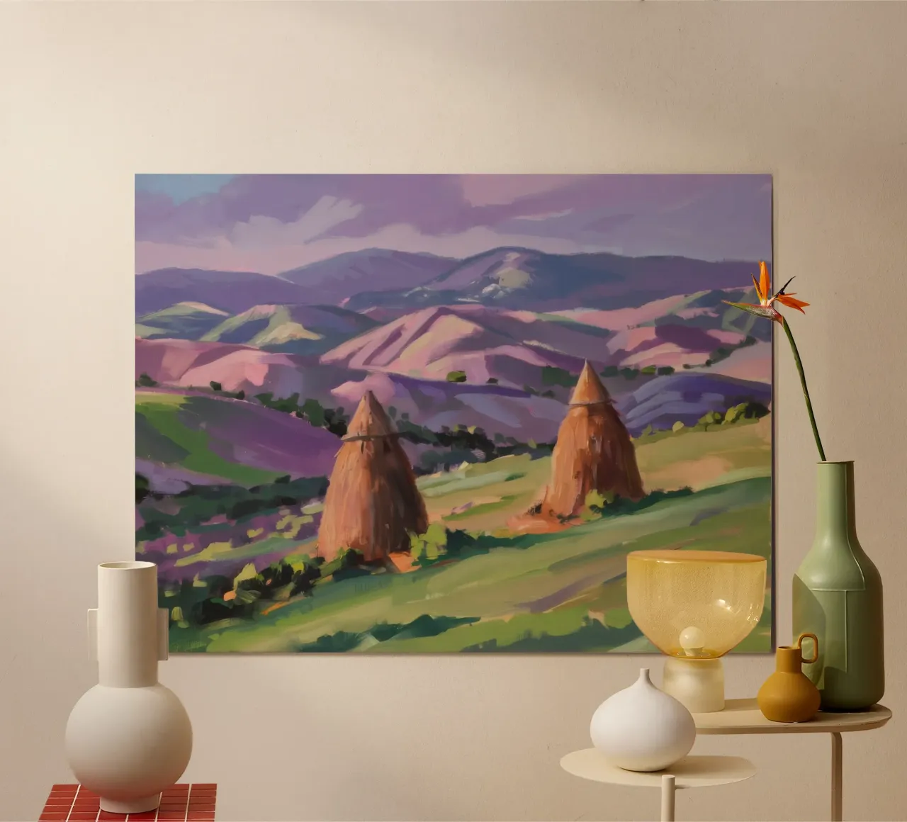 Harmonie de la colline de Haystack poster avec cadre en plastique de Celestial Harmony