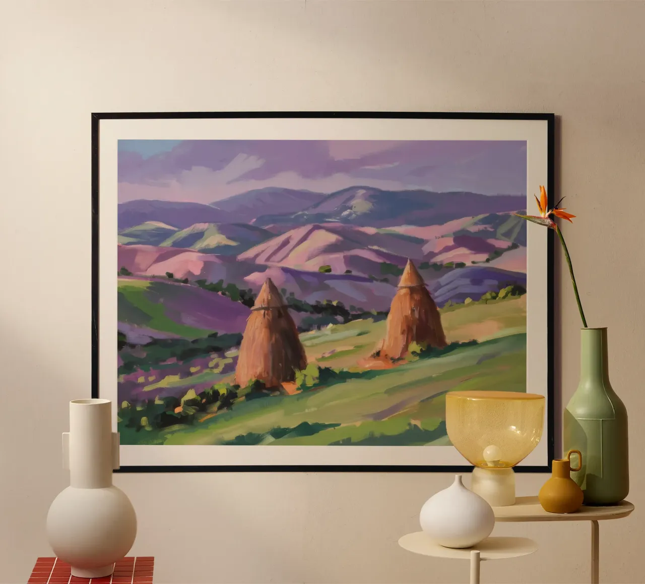 Harmonie de la colline de Haystack poster avec cadre en plastique de Celestial Harmony