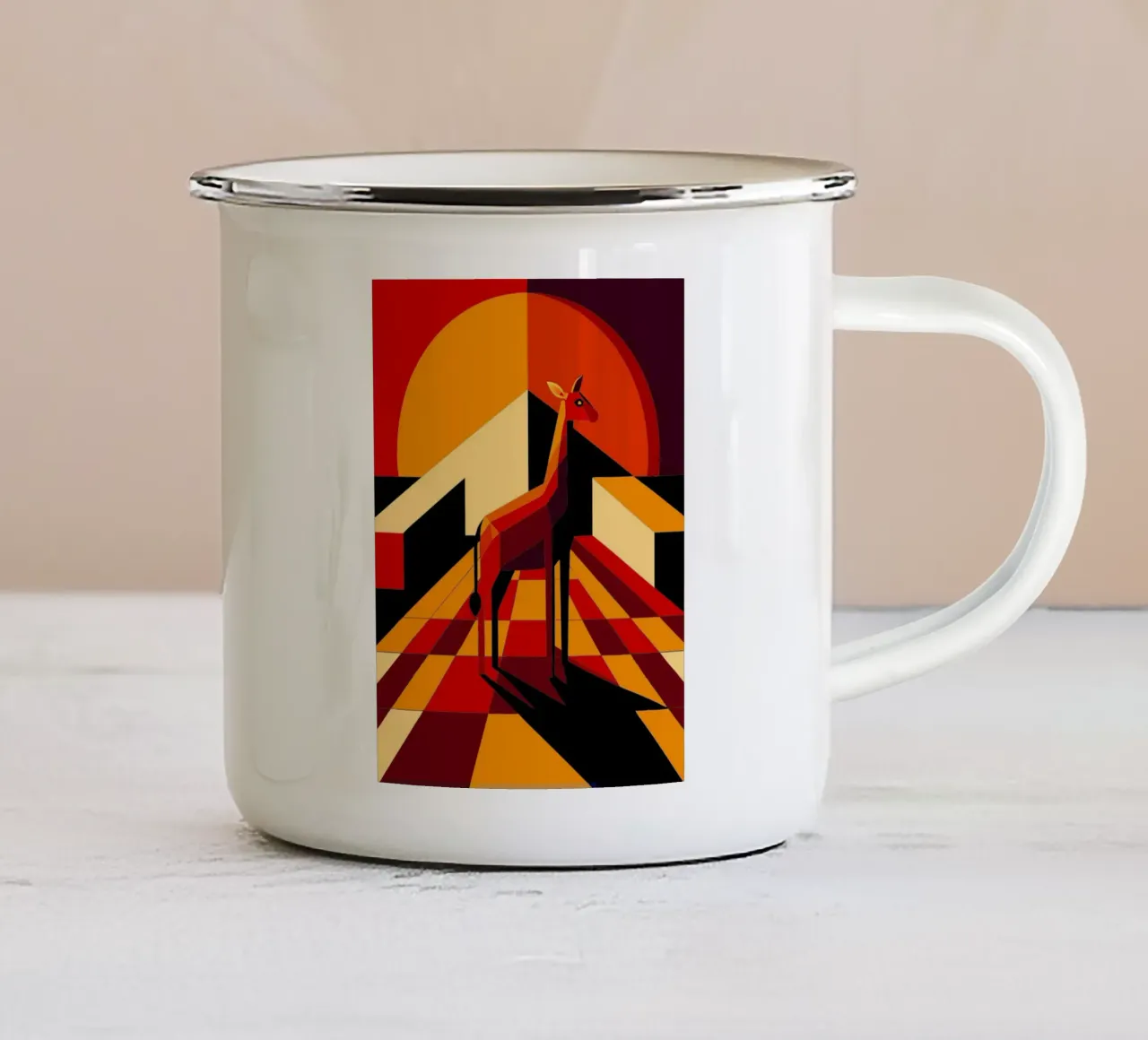 cervo disegno artistico vettoriale tazza in smalto da alghonee