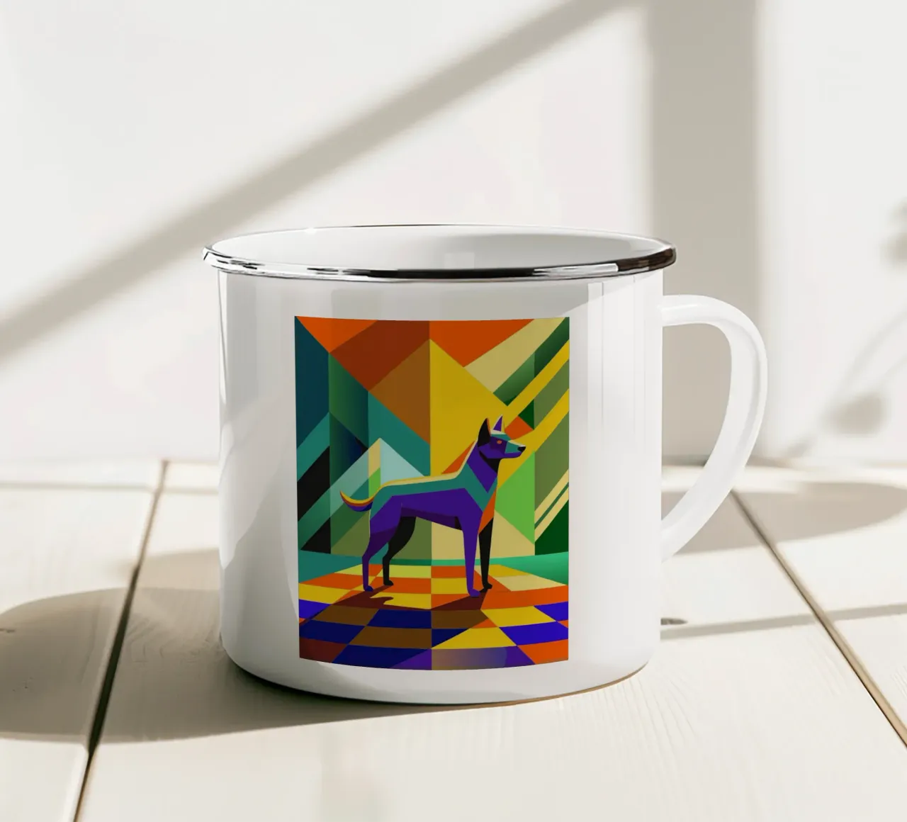 hond vector kunst tekening emaille mok van alghonee