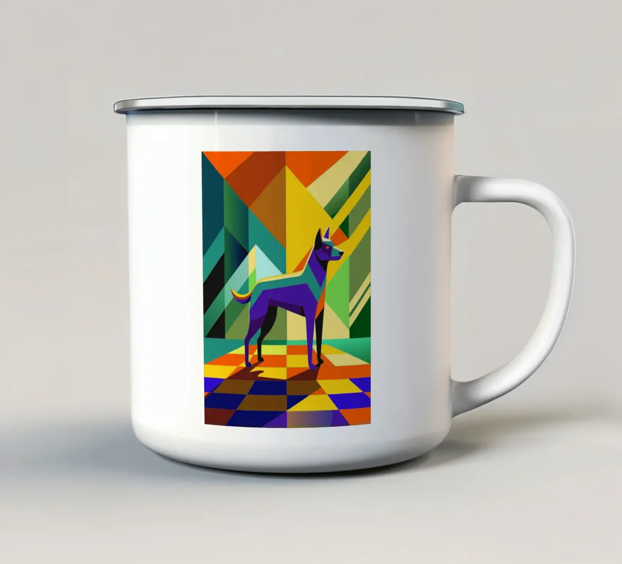 hond vector kunst tekening emaille mok van alghonee