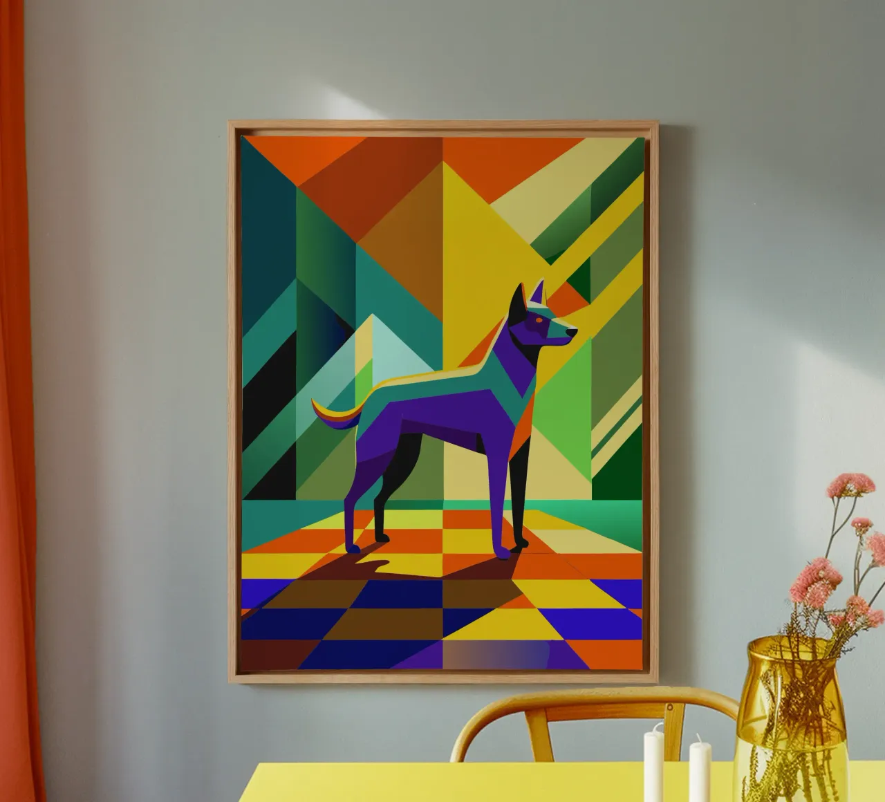 hond vector kunst tekening canvas met Baklijst van alghonee