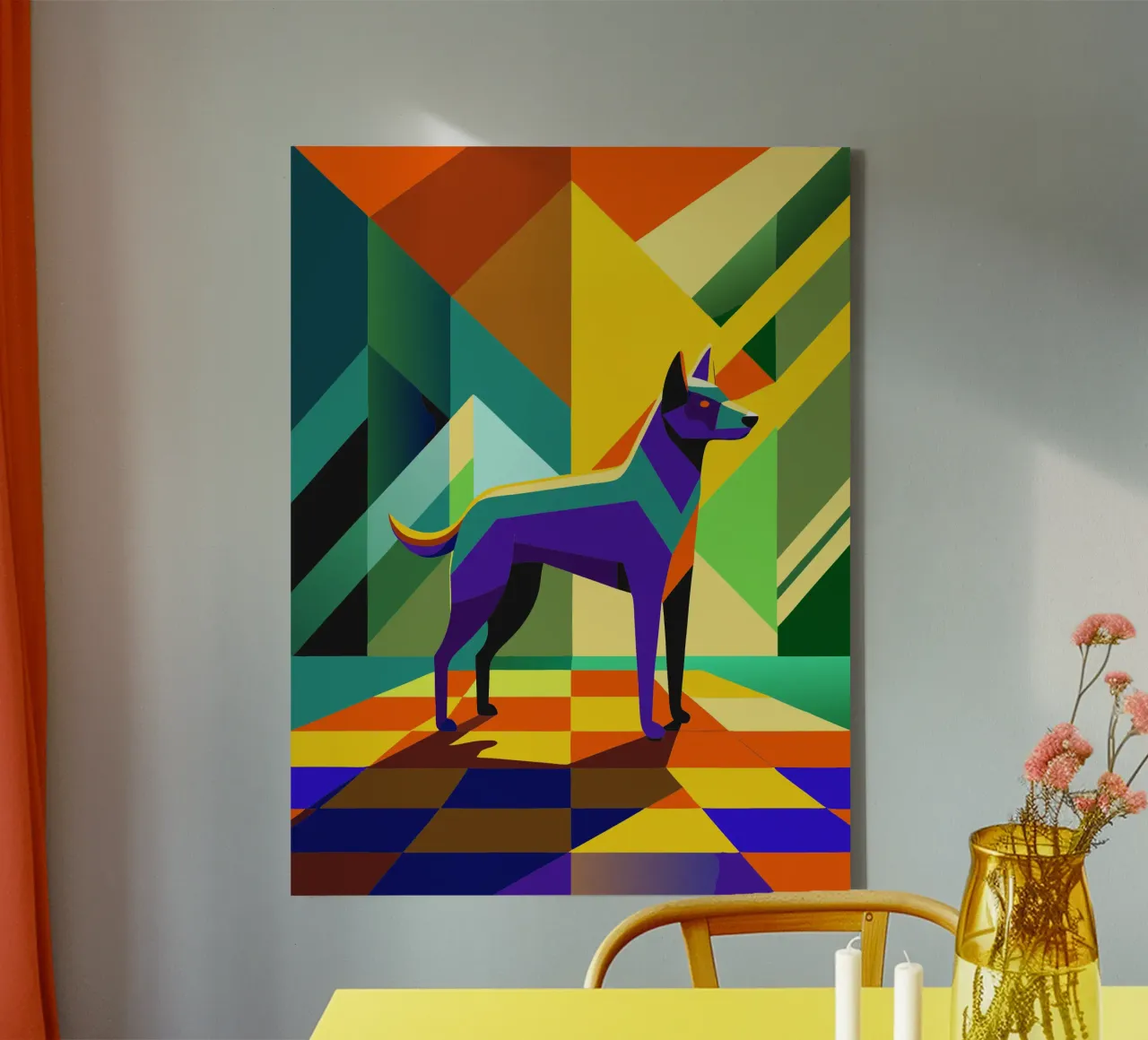 hond vector kunst tekening canvas met Baklijst van alghonee