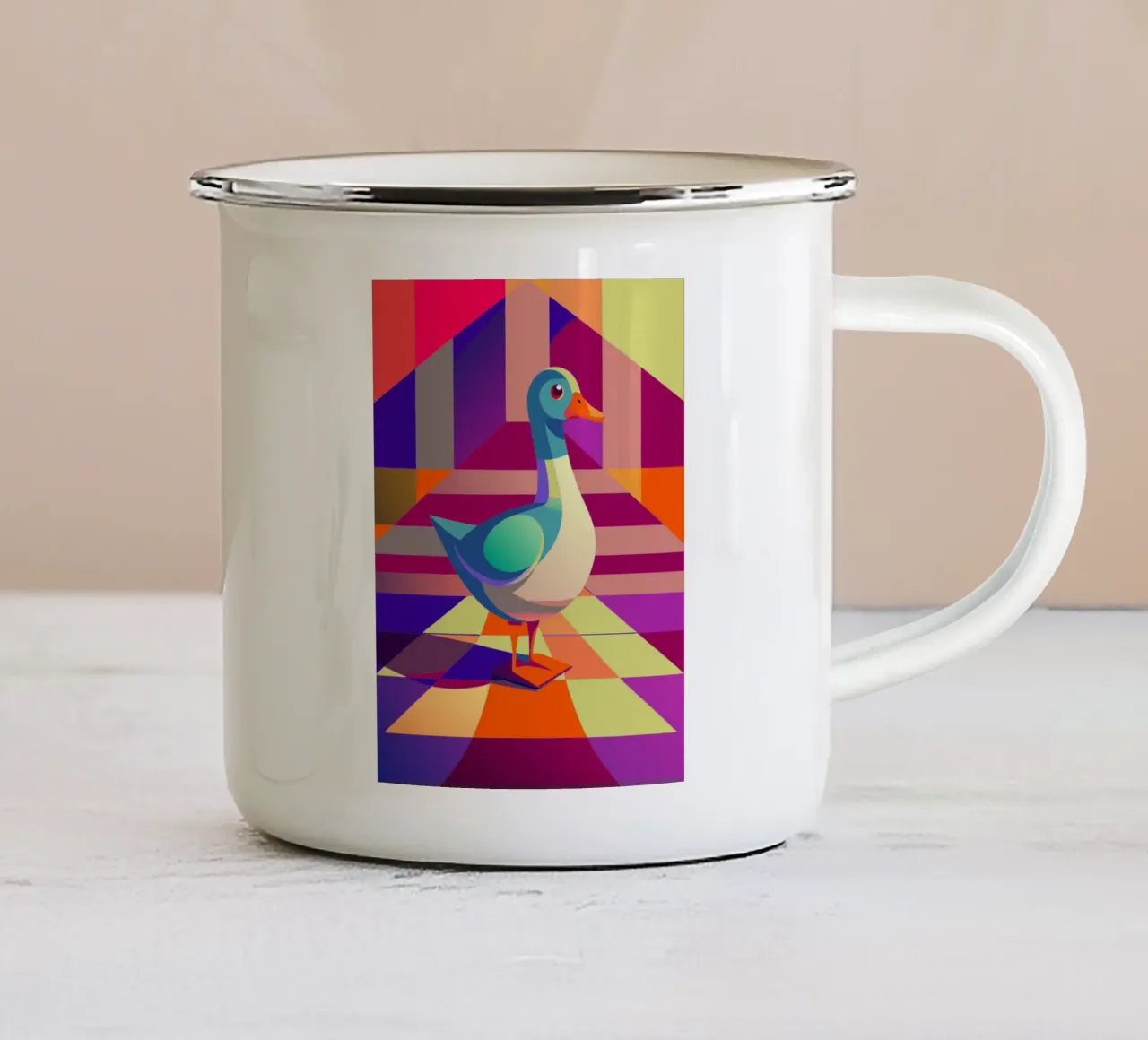 disegno vettoriale di anatra tazza in smalto da alghonee