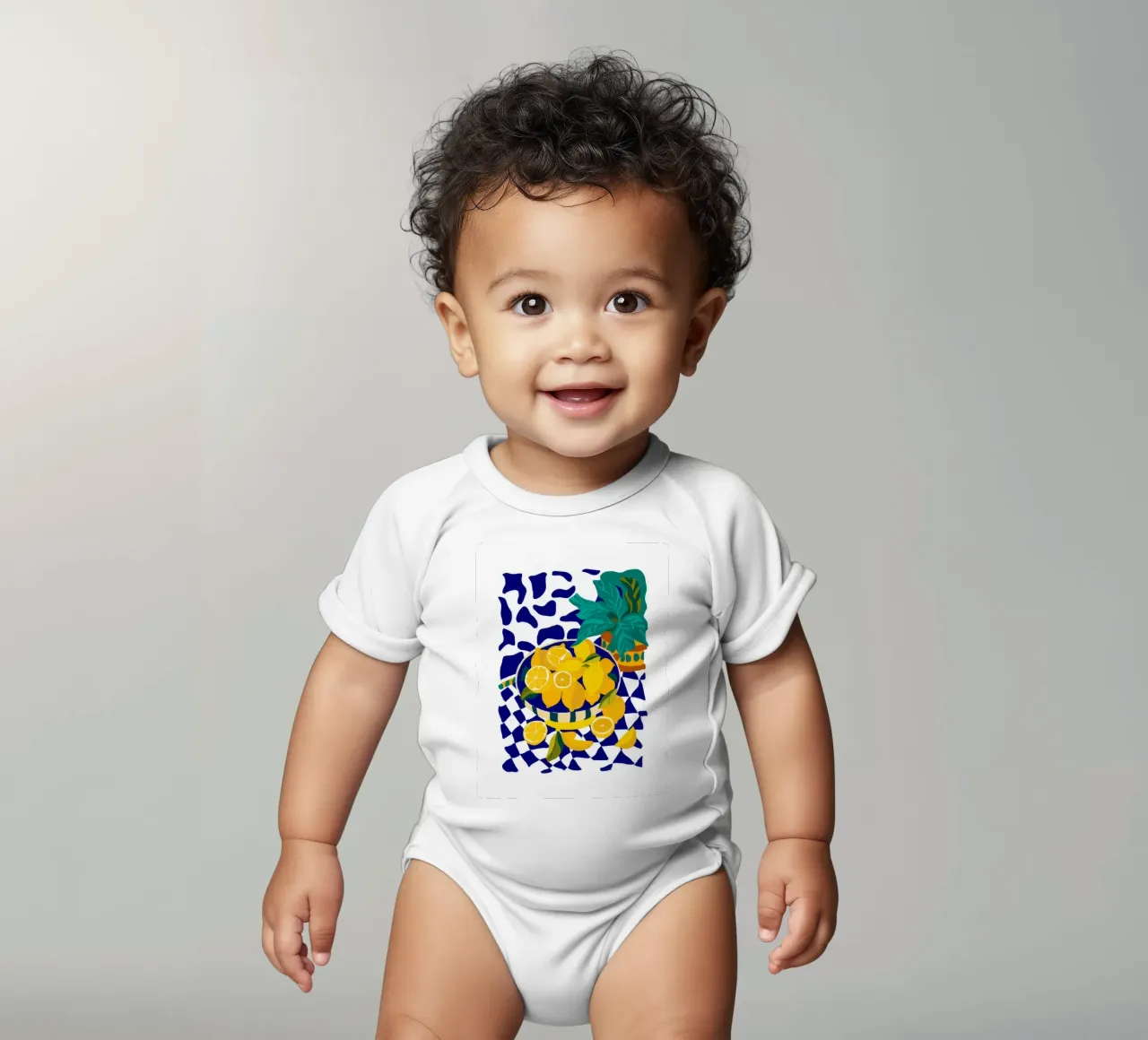 Lemon Pop Art body neonato maniche corte da Silk Palette