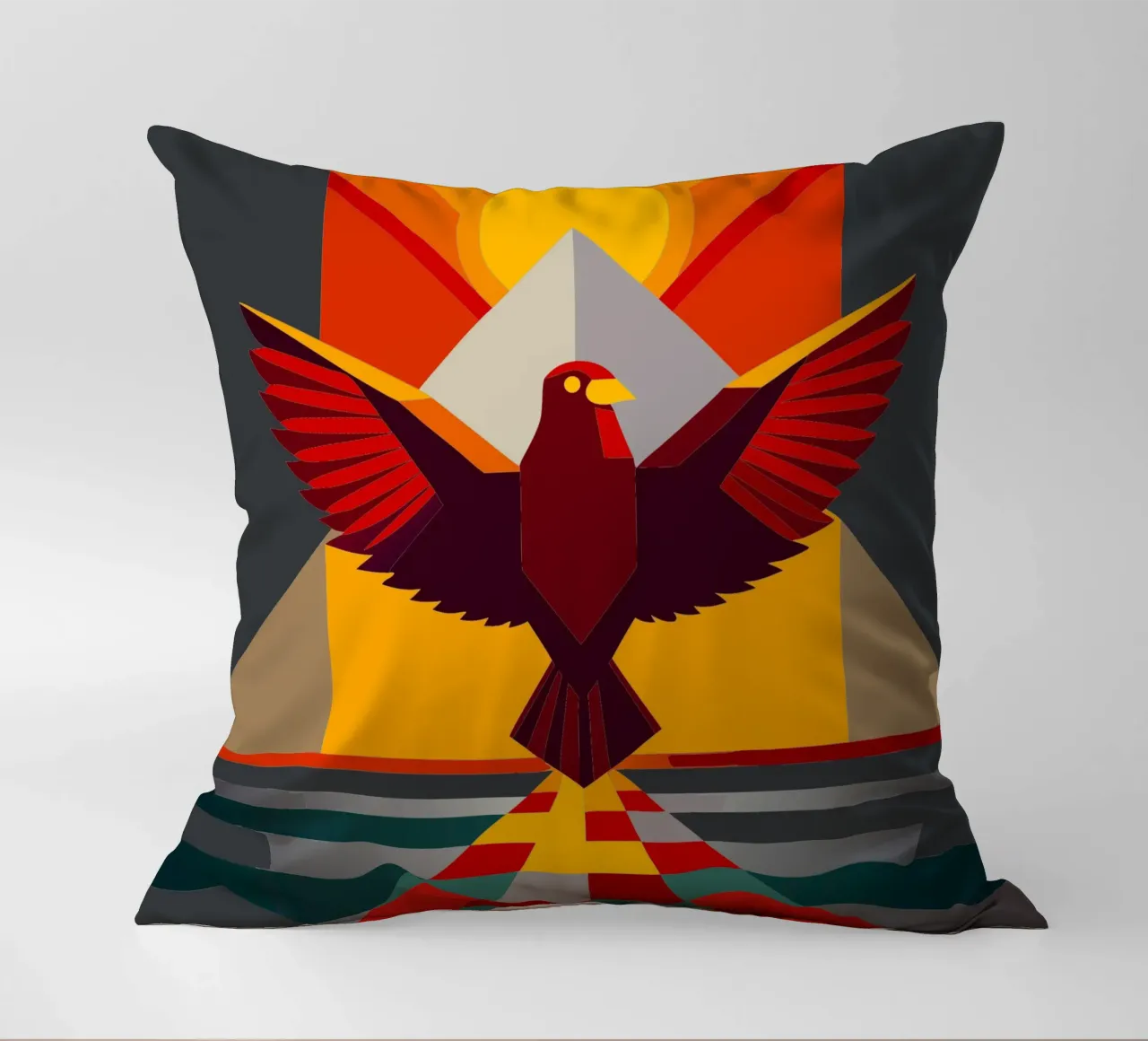 eagle vector art drawing decorative cushion by alghonee