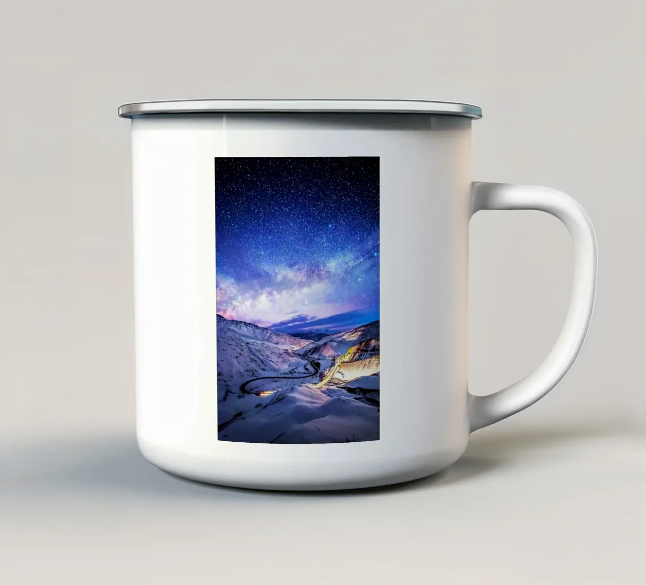galassia orizzonte d'inverno tazza in smalto da space words