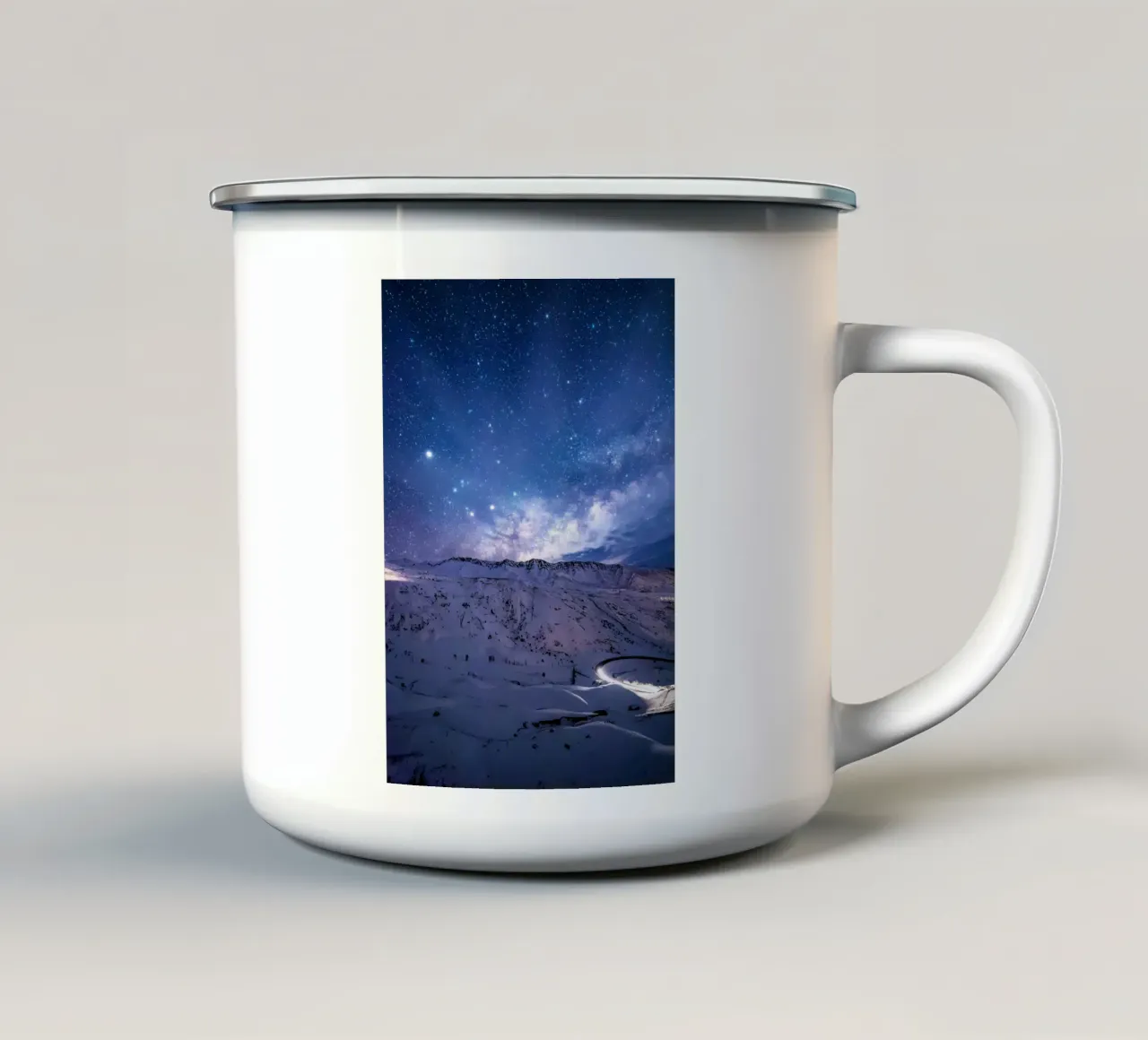 paesaggio notturno strada sentiero luminoso tazza in smalto da space words
