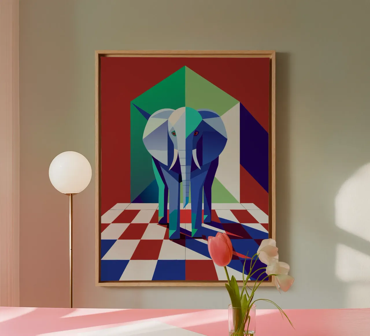 olifant vector tekening kunst canvas met Baklijst van alghonee