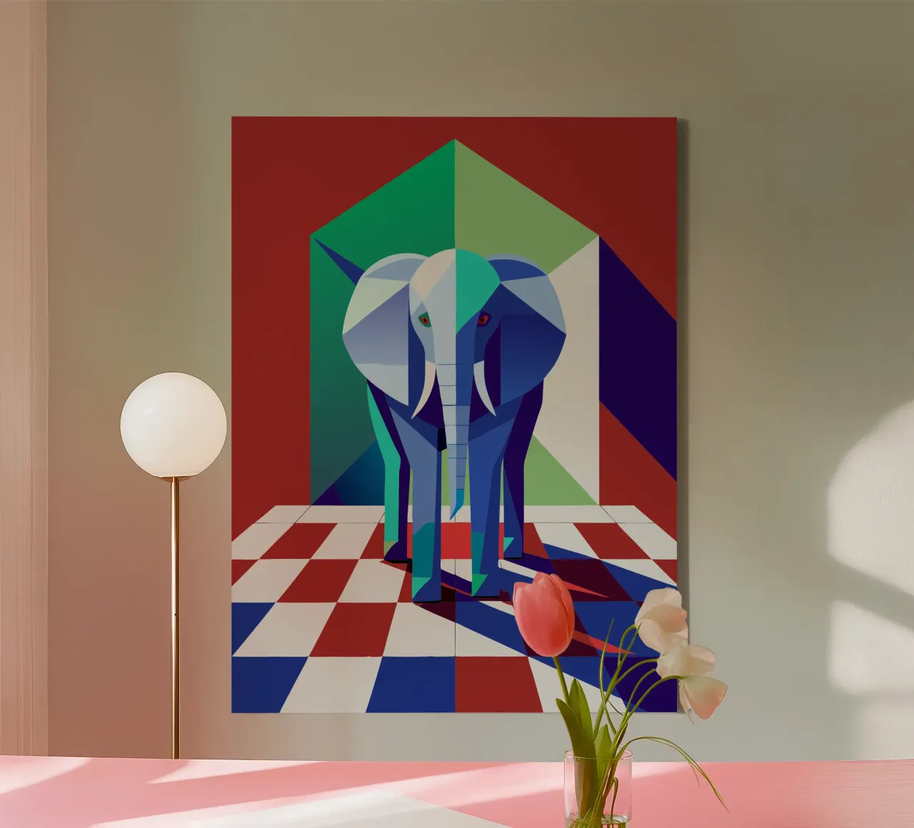 olifant vector tekening kunst canvas met Baklijst van alghonee