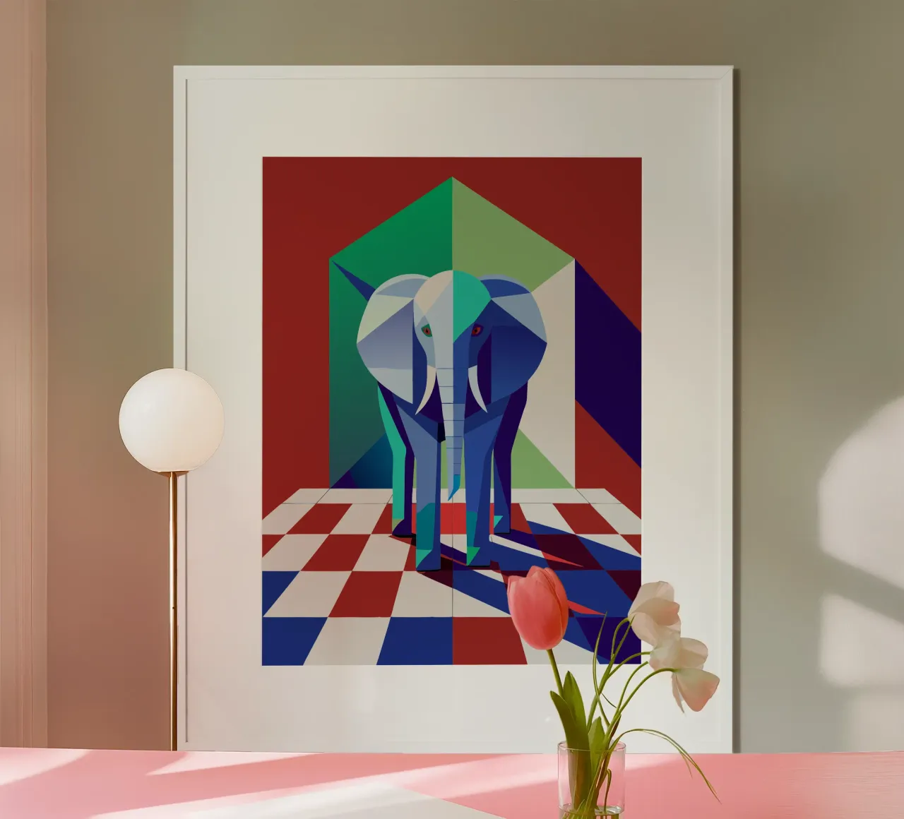 disegno vettoriale dell'elefante poster con telaio in alluminio da alghonee