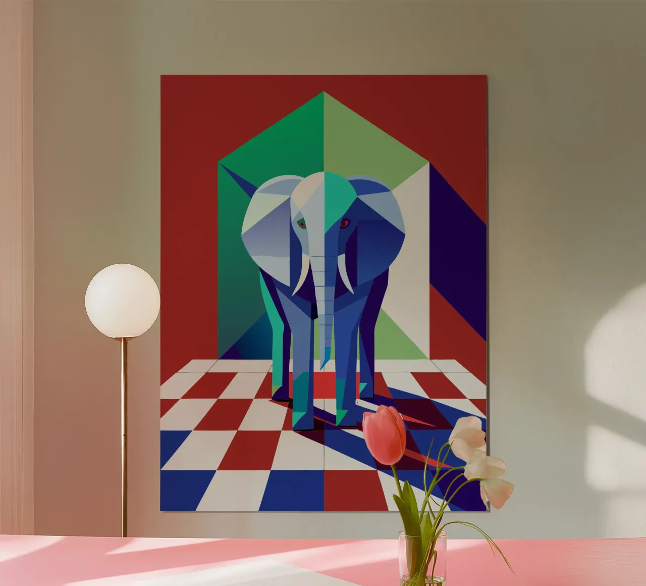 disegno vettoriale dell'elefante poster con telaio in alluminio da alghonee