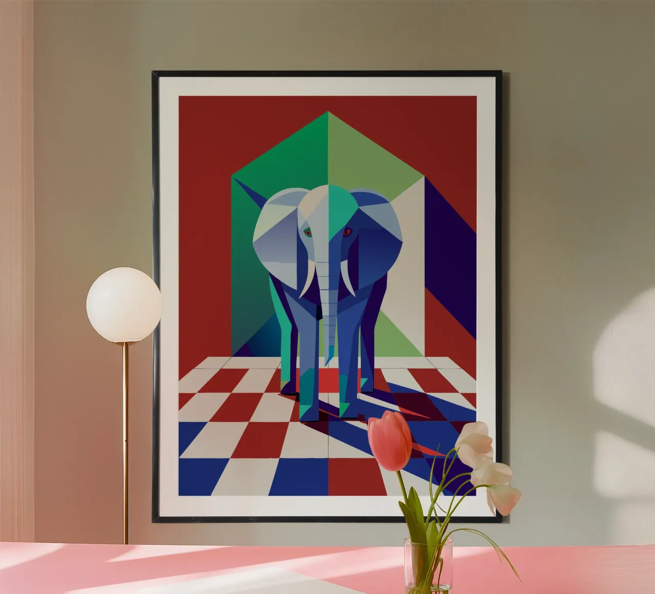 disegno vettoriale dell'elefante poster con telaio in alluminio da alghonee