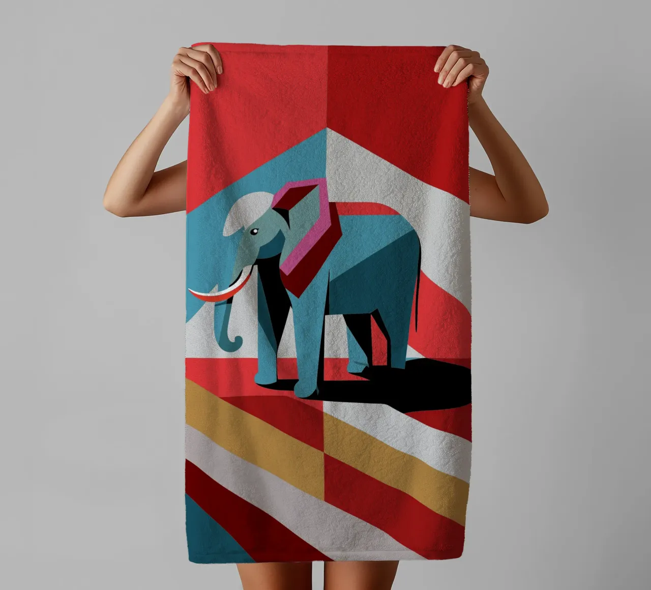 elephant vector art drawing towel by alghonee