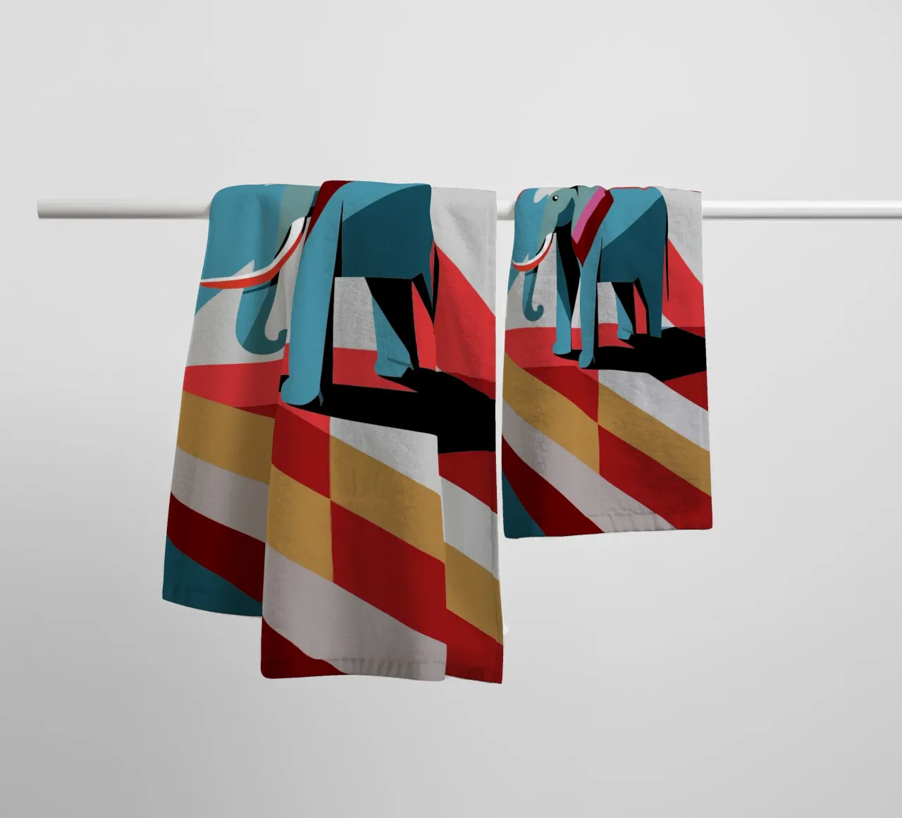 elephant vector art drawing towel by alghonee