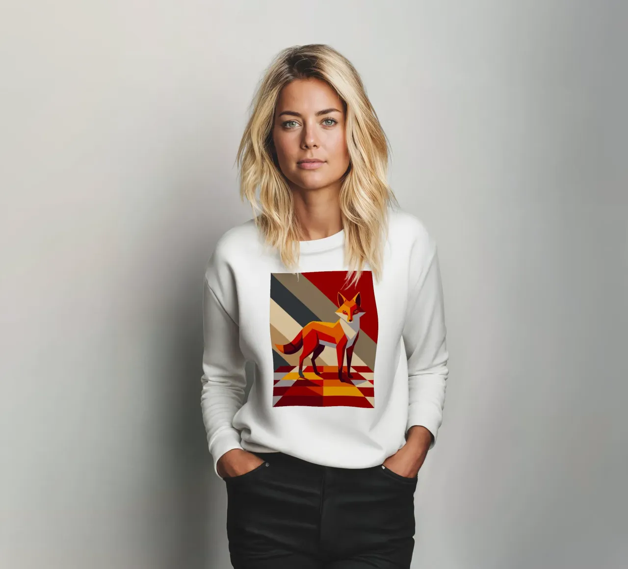 volpe disegno artistico vettoriale felpa da alghonee