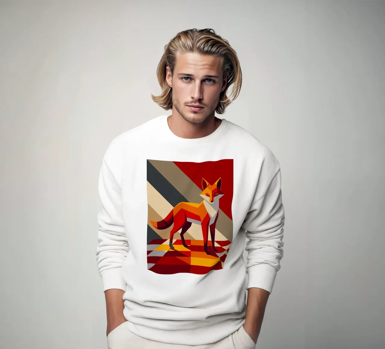 fox vector art drawing sweatshirt by alghonee