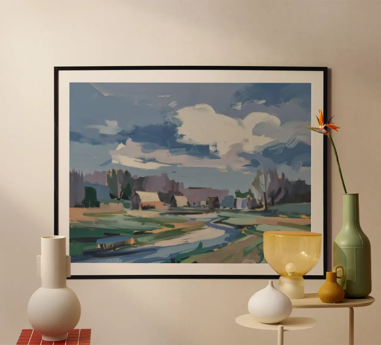 Campo invernale Distesa poster con telaio in legno da Celestial Harmony