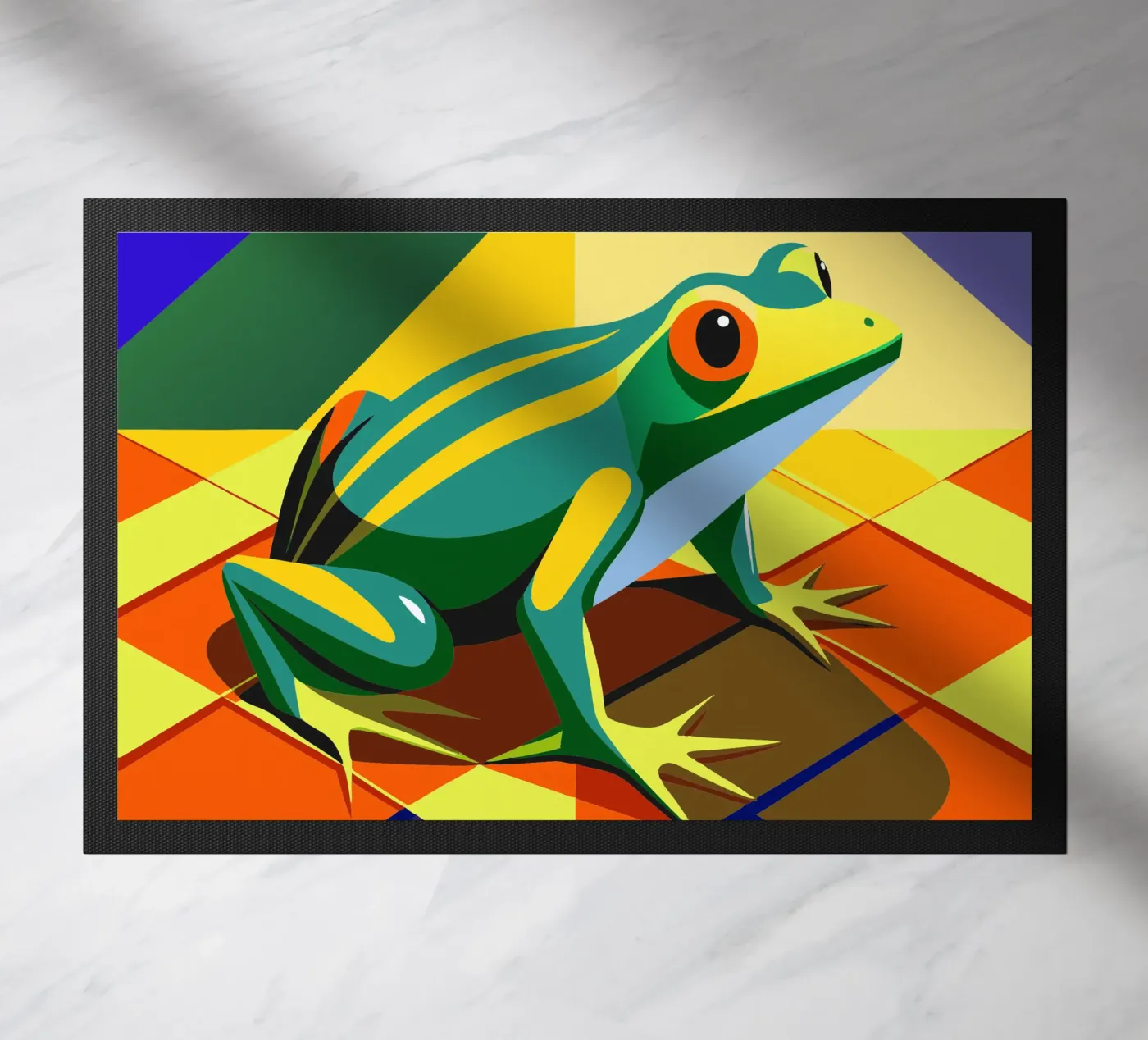 frog vector art drawing doormat by alghonee