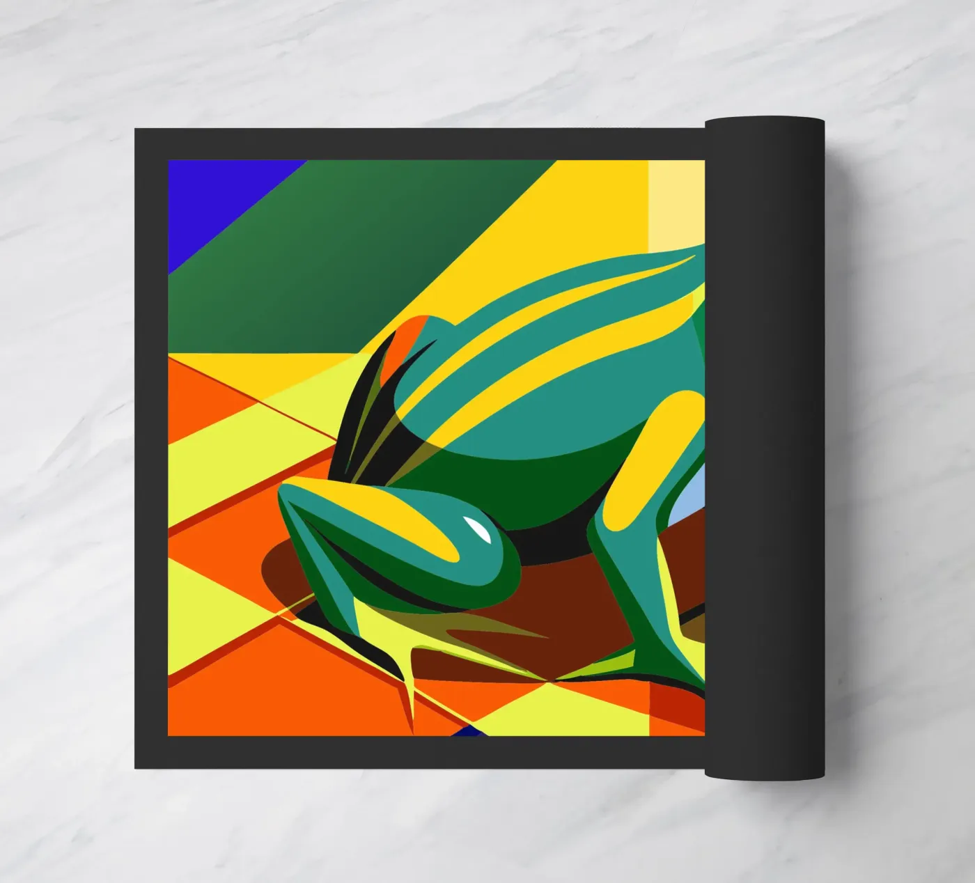 frog vector art drawing doormat by alghonee