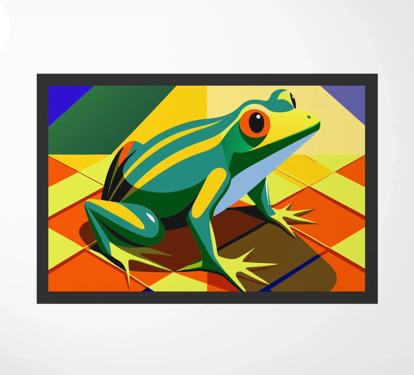 frog vector art drawing doormat by alghonee