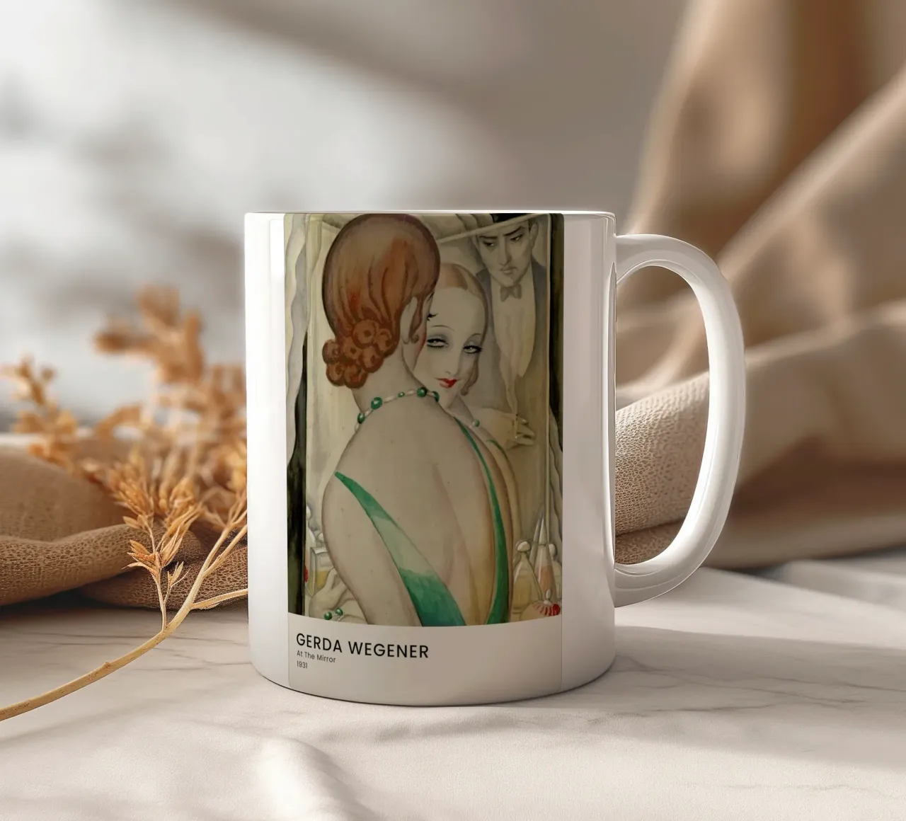 Gerda Wegener - At The Mirror ceramic mug by Vintage by JUNIQE